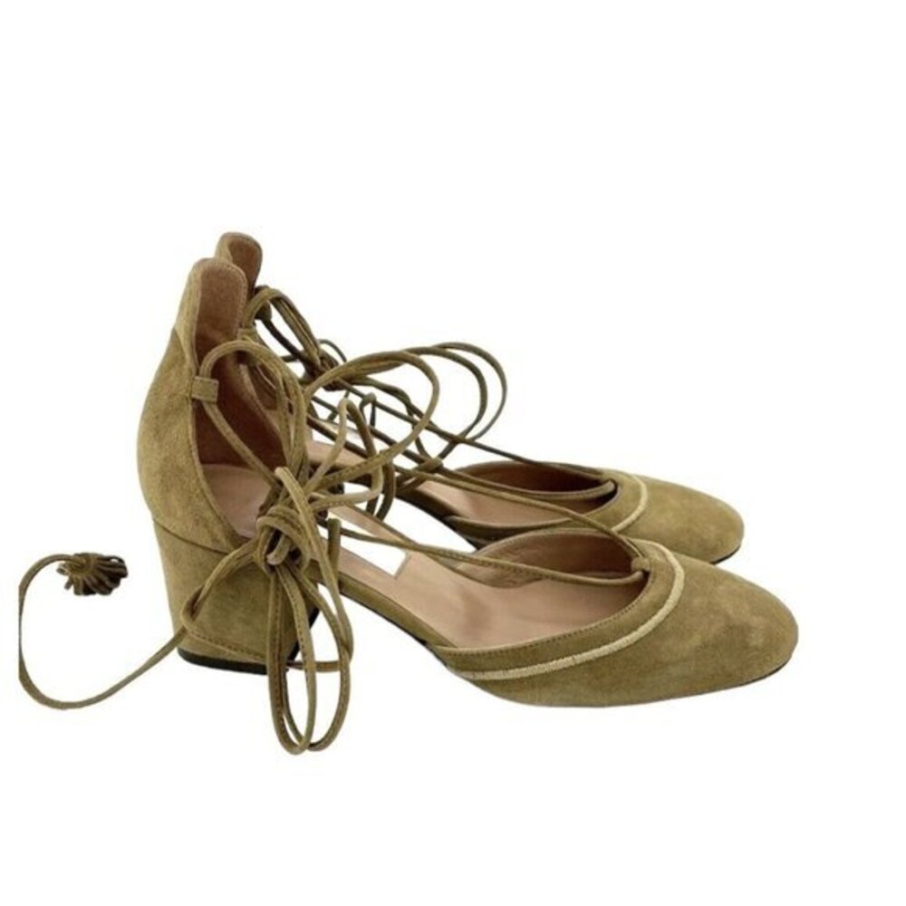L'Autre Chose Brown Suede Leather Ankle Strap Block Heel Shoes SZ 37.5 NIB